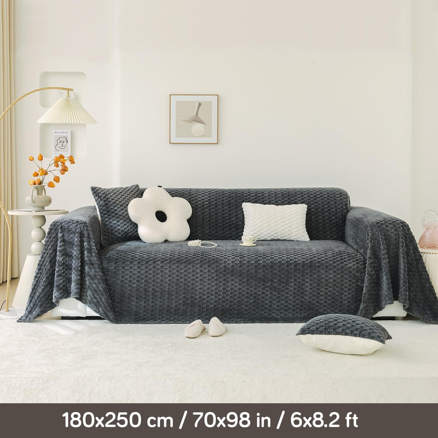 Image of HOKiPO Fleece 2 Seater Sofa Plain Cover