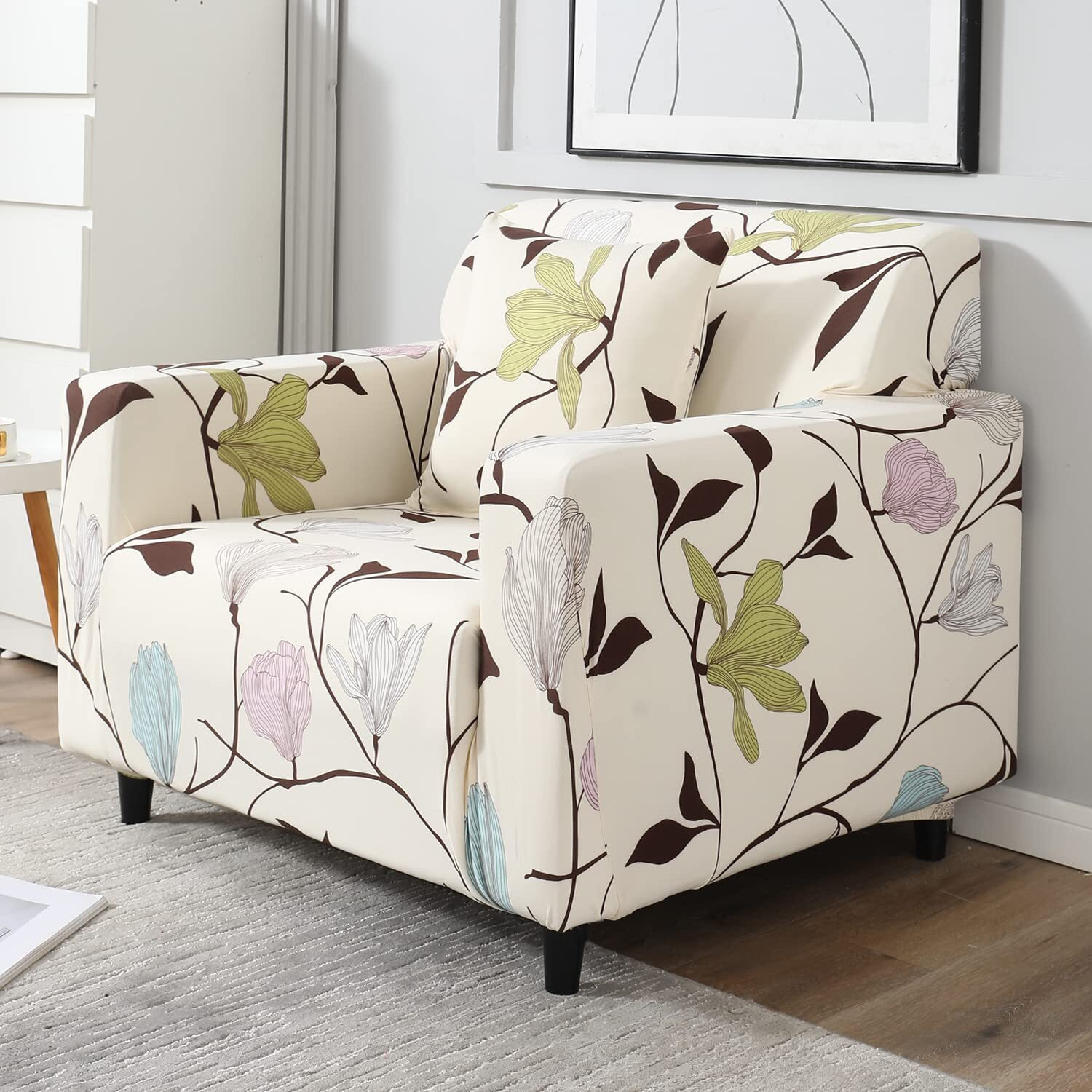 Image of HOKiPO Polyester 1 Seater Sofa Floral Cover