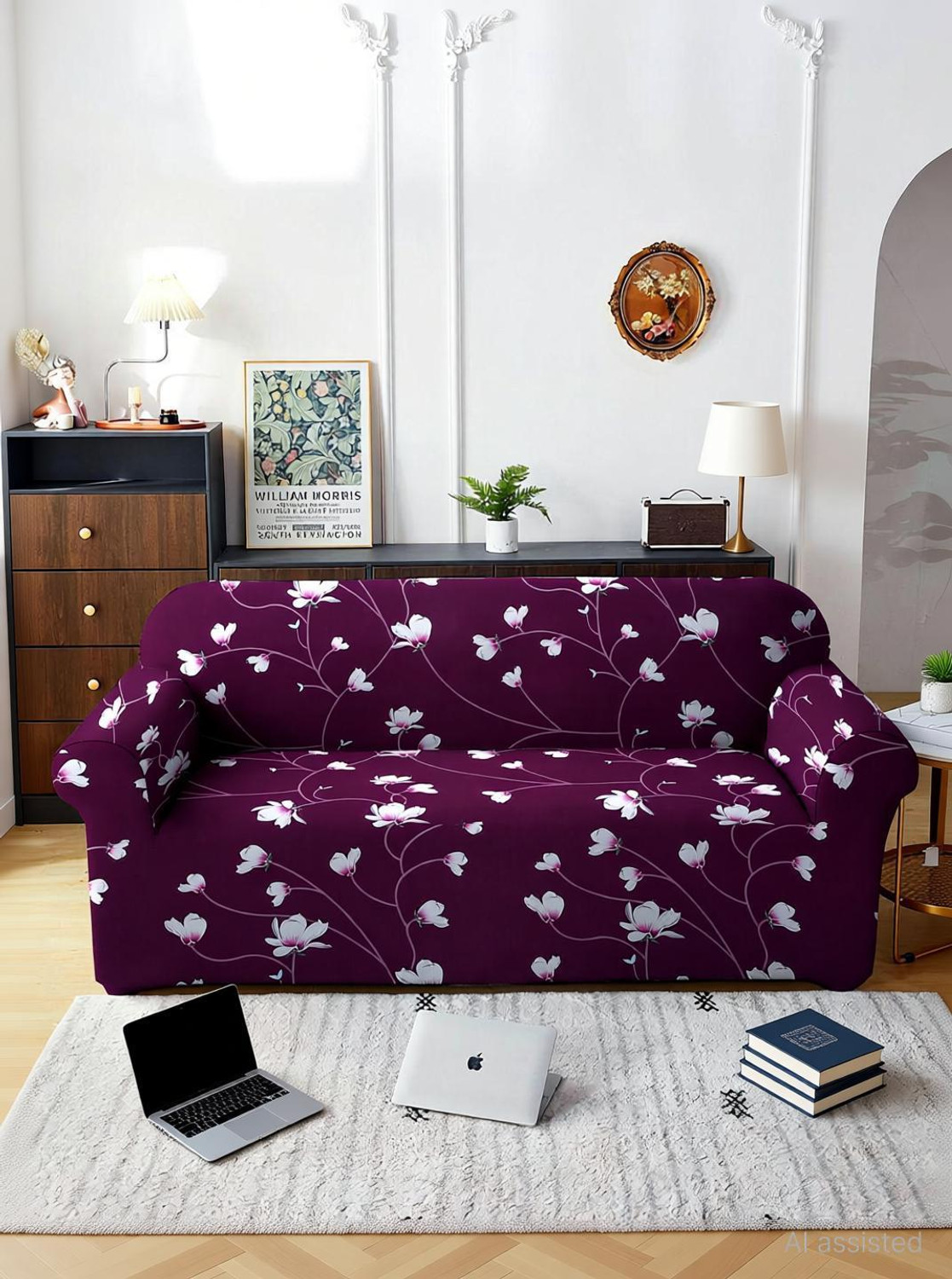 Image of Cortina Polyester 3 Seater Sofa Striped Cover