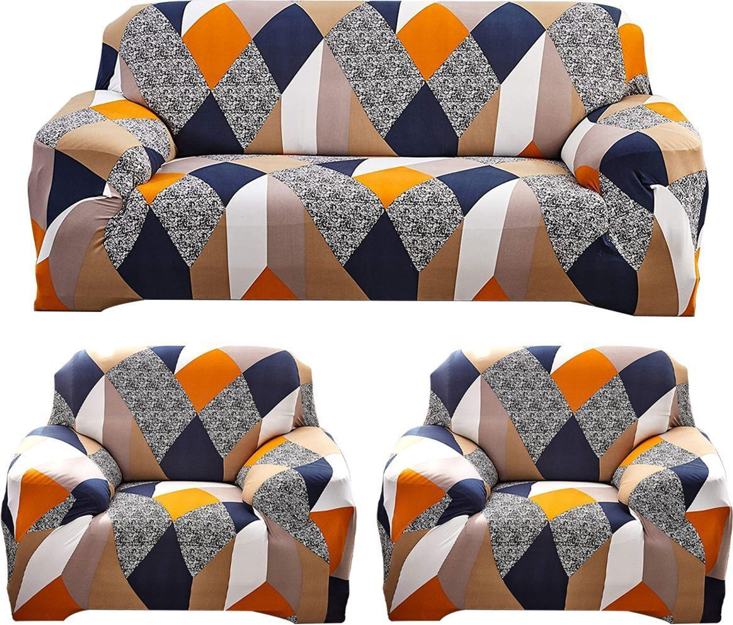furshine Polyester 3+1+1 Seater Sofa Abstract Cover
