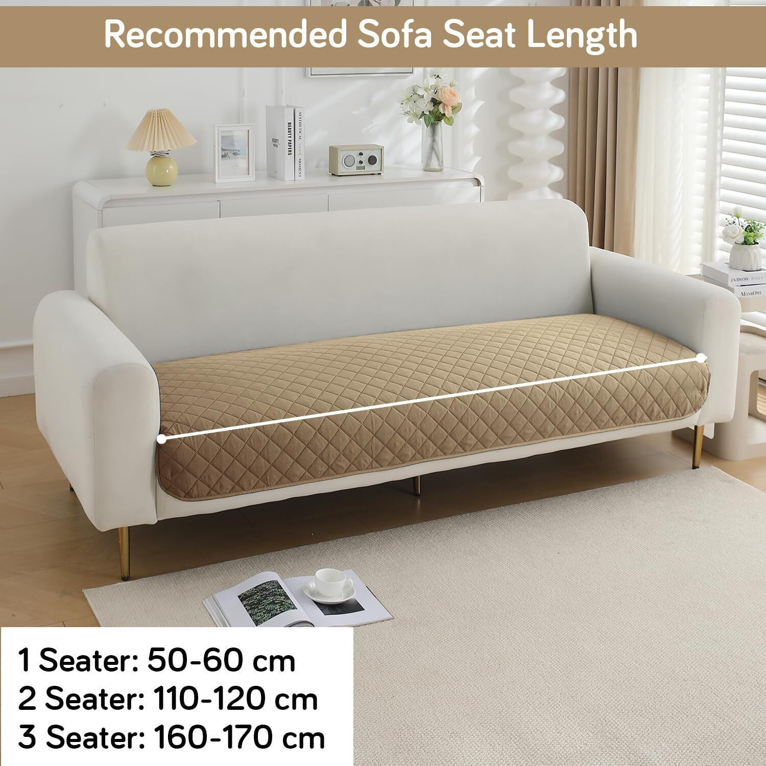 Image of HOKiPO Polyester 3 Seater Sofa Plain Cover