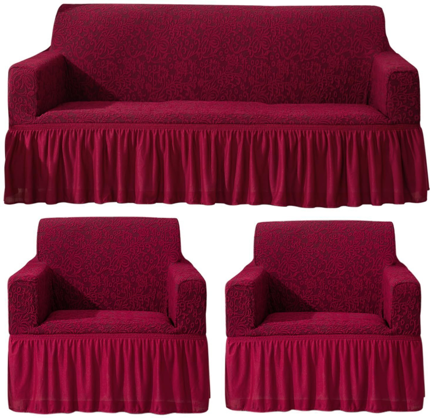 Image of HOKiPO Jacquard 3+1+1 Seater Sofa Floral Cover