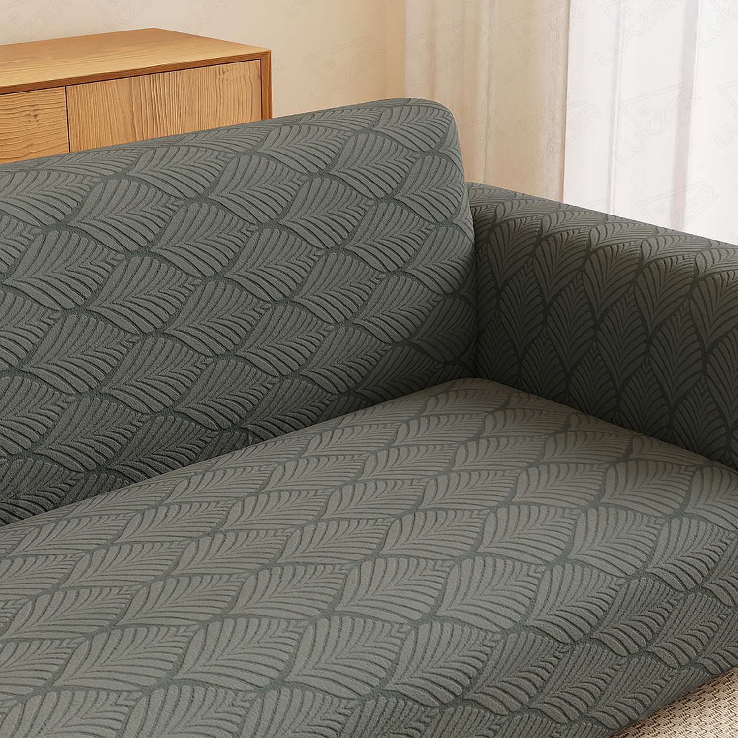Image of LUKZER Jacquard 2 Seater Sofa Abstract Cover