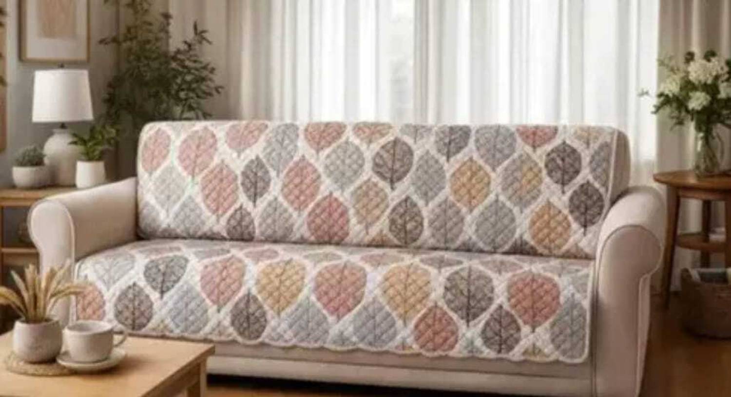 Alkaylaa Velvet 3 Seater Sofa Floral Cover