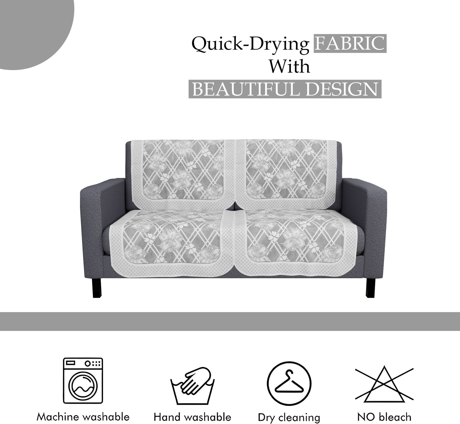 Image of KUBER INDUSTRIES Cotton 2 Seater Sofa Floral Cover