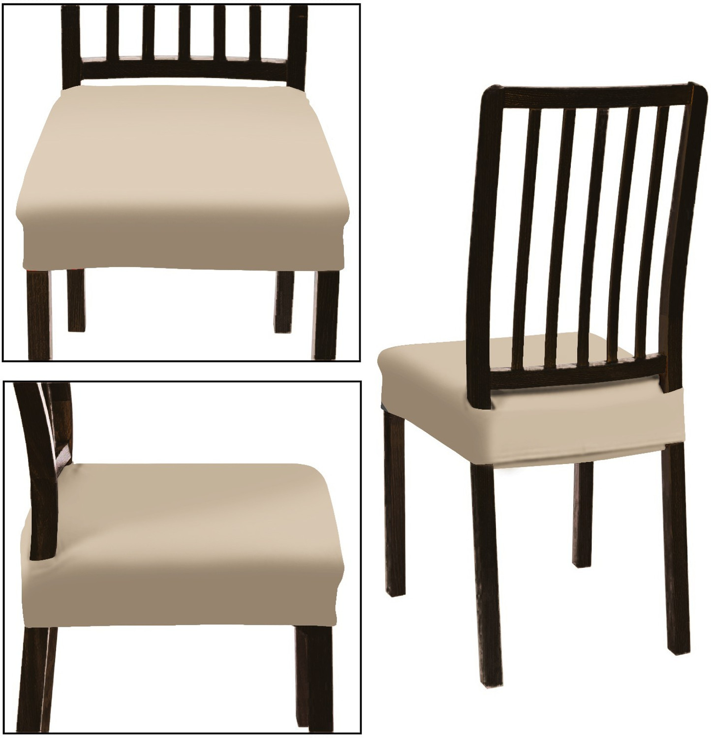 Image of DECORIAN Polycotton 1 Seater Chair Plain Cover (Pack of 4 Beige)
