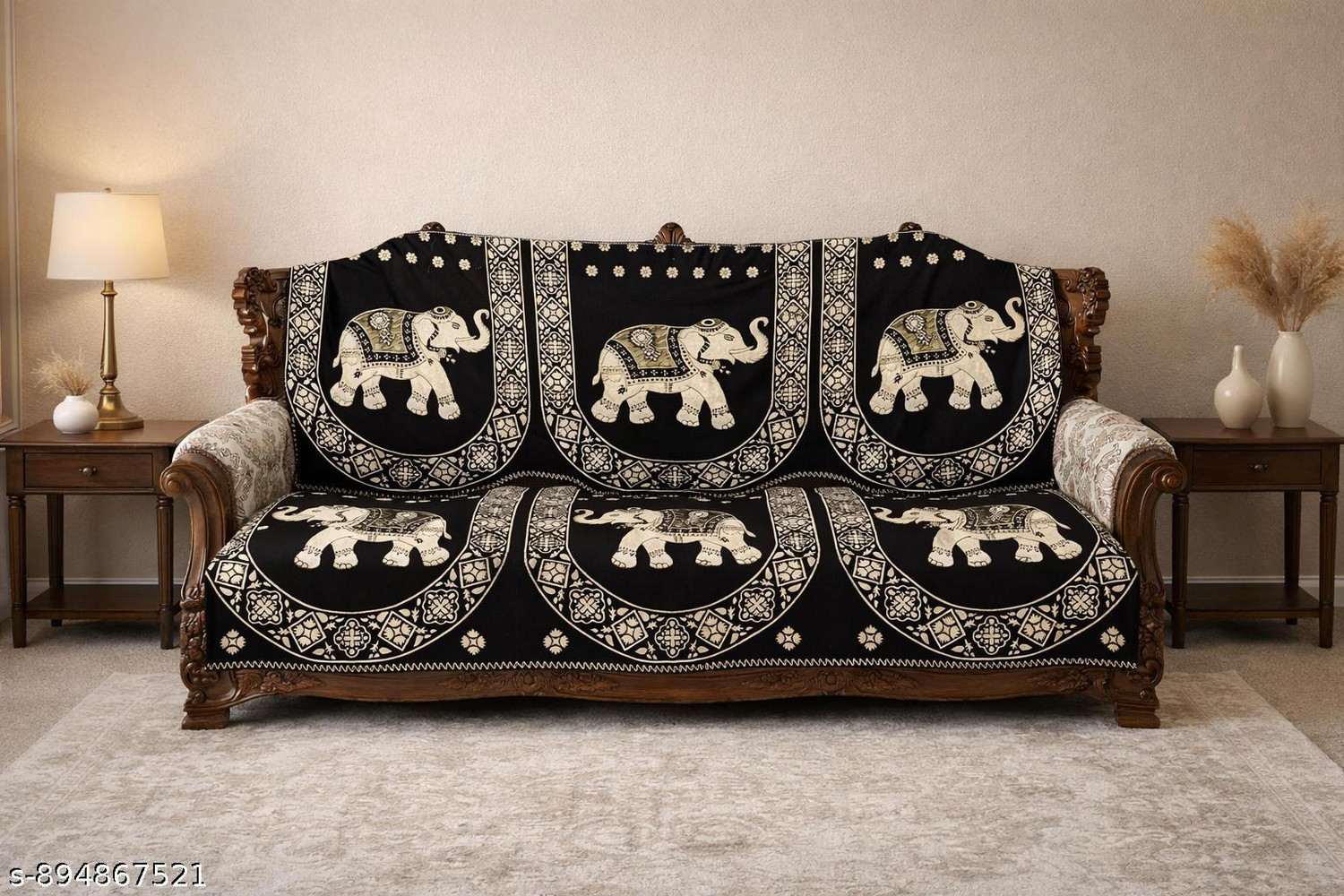 Image of COVERLUXE Cotton 3+1+1 Seater Sofa Printed Cover