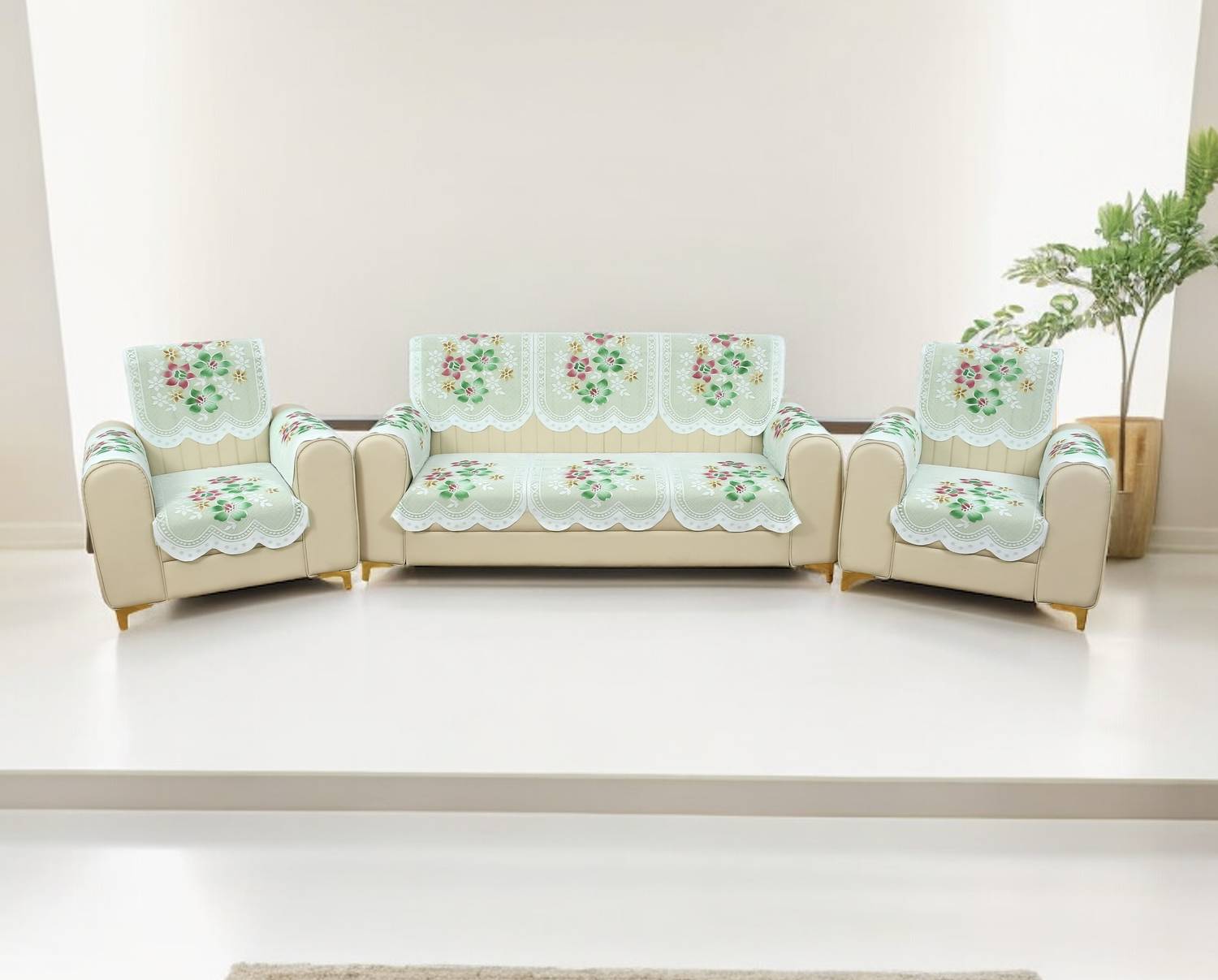 Bigger fish Polycotton 3+1+1 Seater Sofa Floral Cover