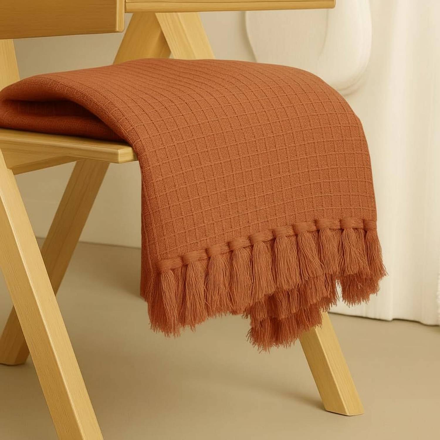 24x7 Home Store Cotton 1 Seater Sofa Checkered Cover