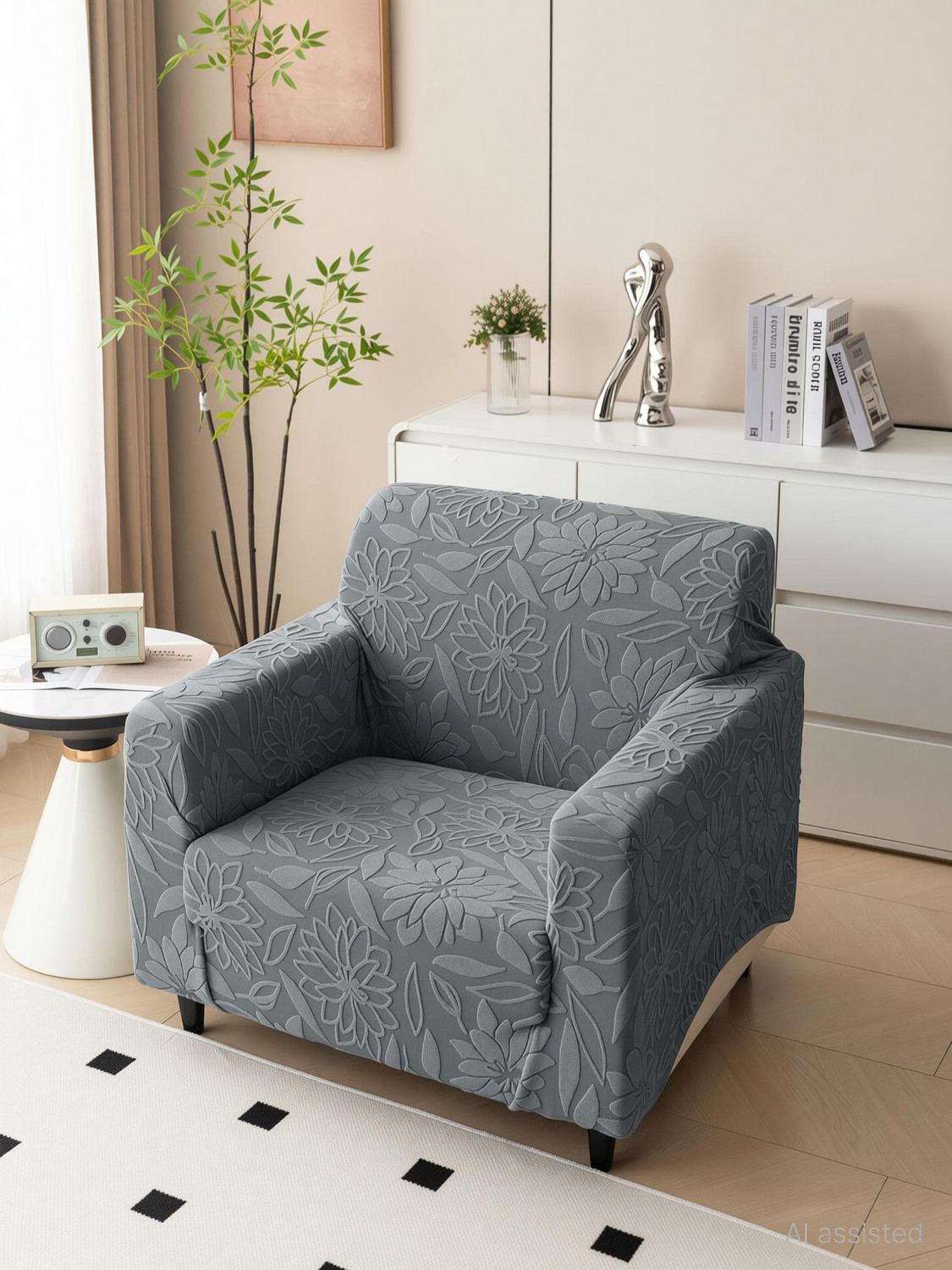 Image of Magical Jacquard 1 Seater Sofa Floral Cover