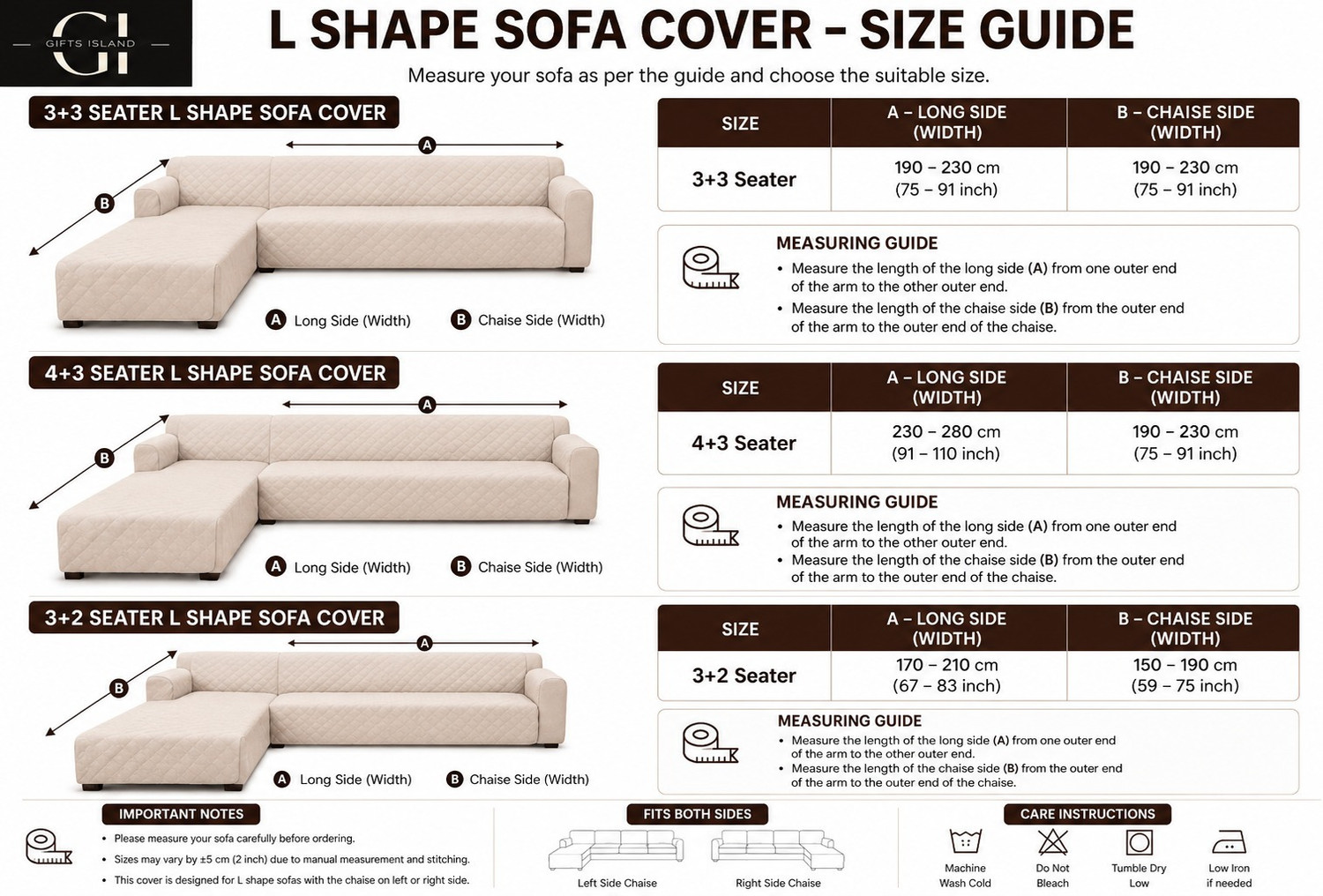 Image of Gifts Island Polyester 4+3 Seater L-Shape Sofa Geometric Cover