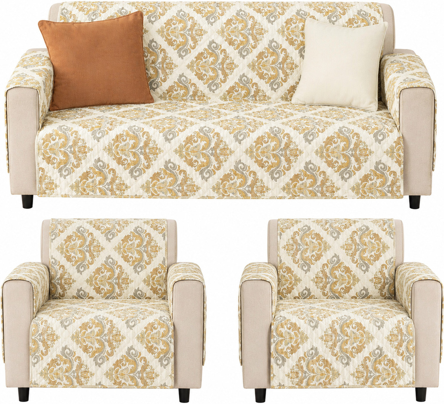 Image of Flipkart SmartBuy Polyester 3+1+1 Seater Sofa Printed Cover
