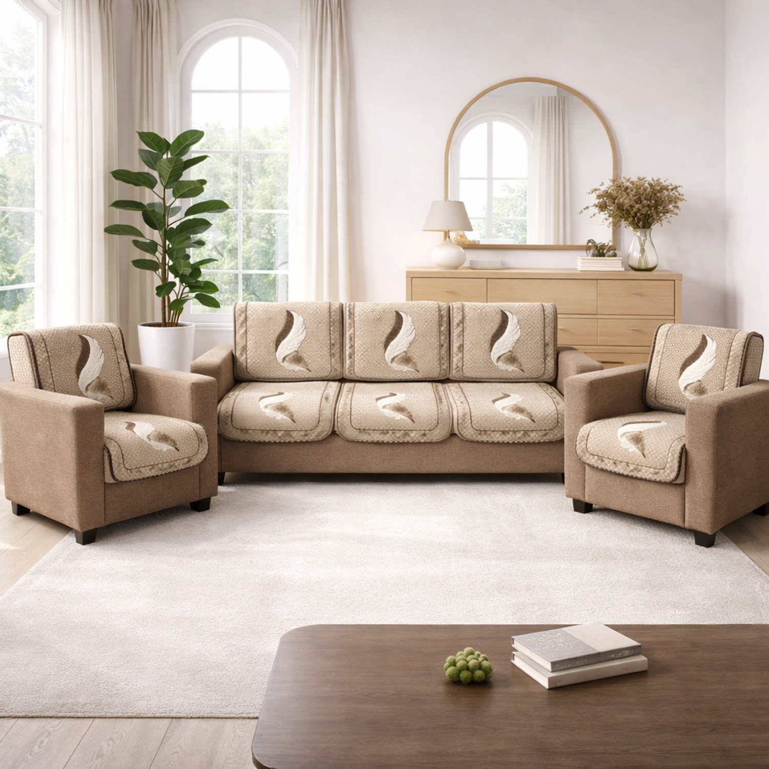 Image of RichBox Polycotton 3+1+1 Seater Sofa Abstract Cover