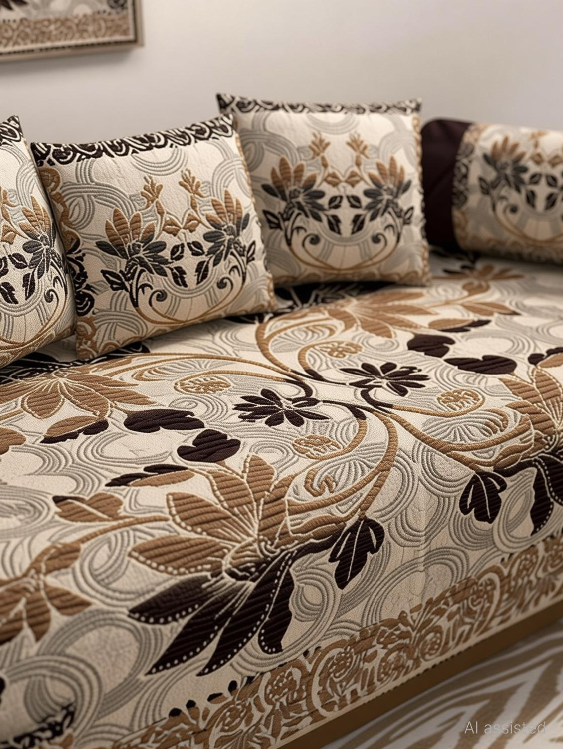 Image of Laying Style Jacquard 3+2+2 Seater Sofa Floral Cover