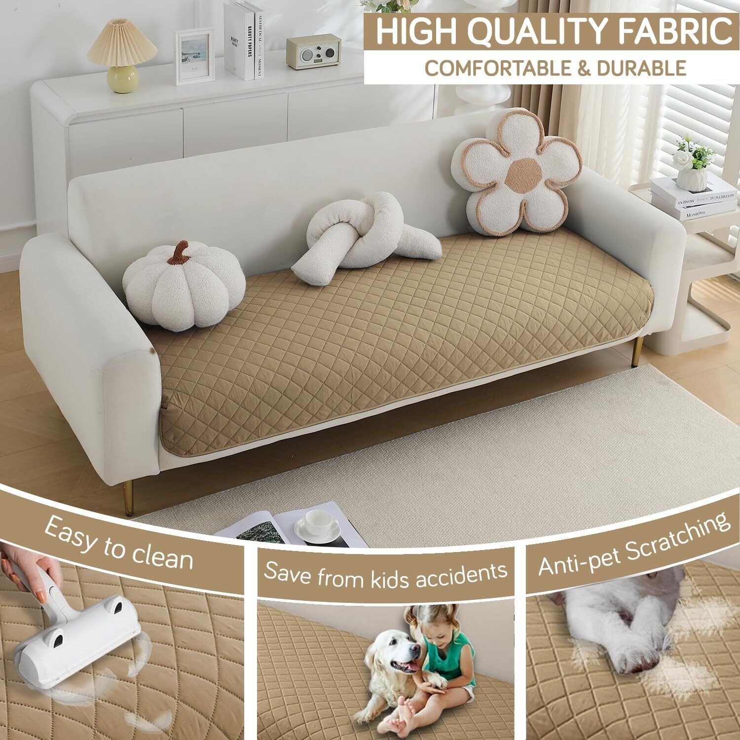 Image of HOKiPO Polyester 3 Seater Sofa Plain Cover
