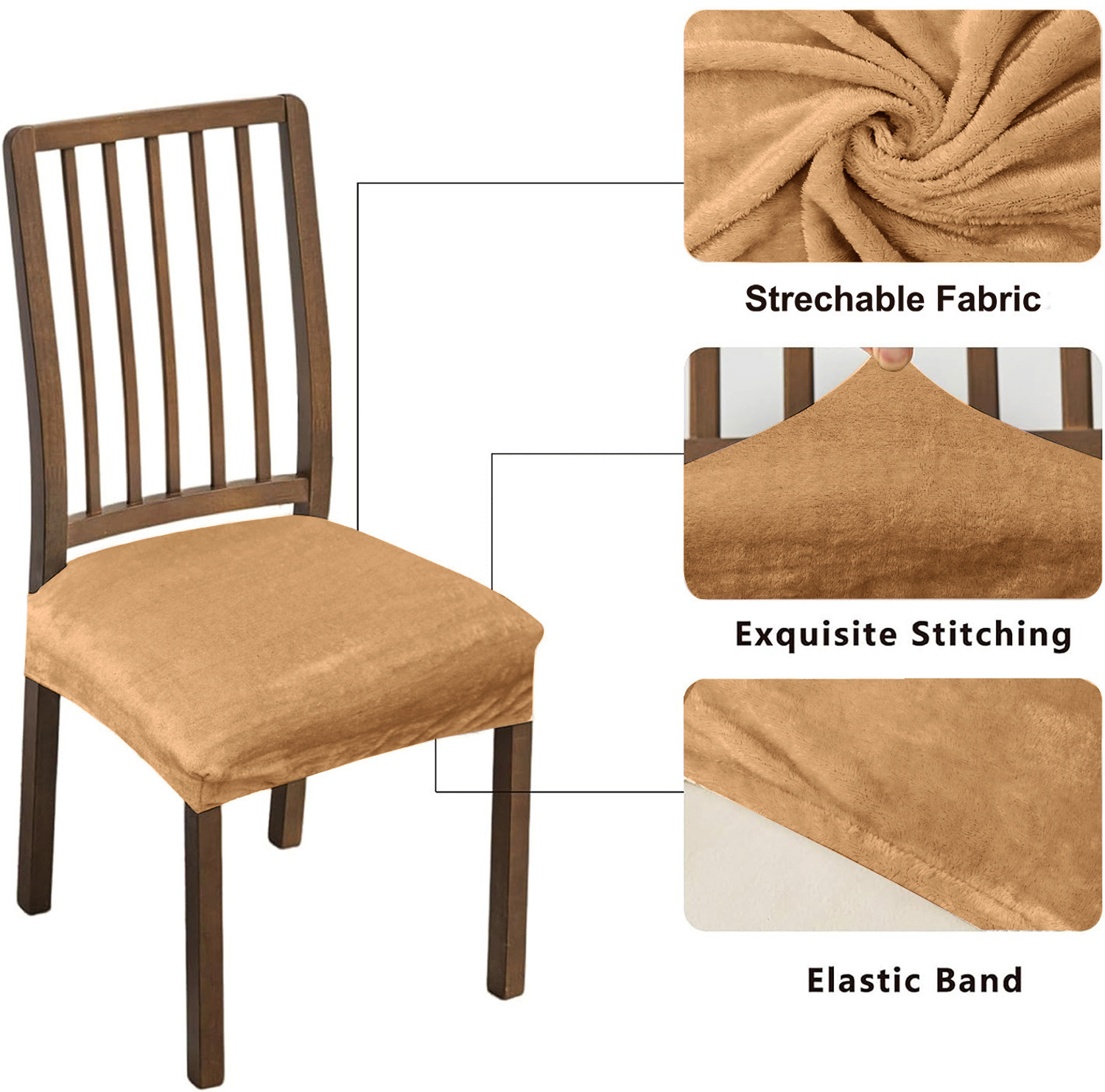 Image of Chipkali Velvet 6 Seater Chair Plain Cover