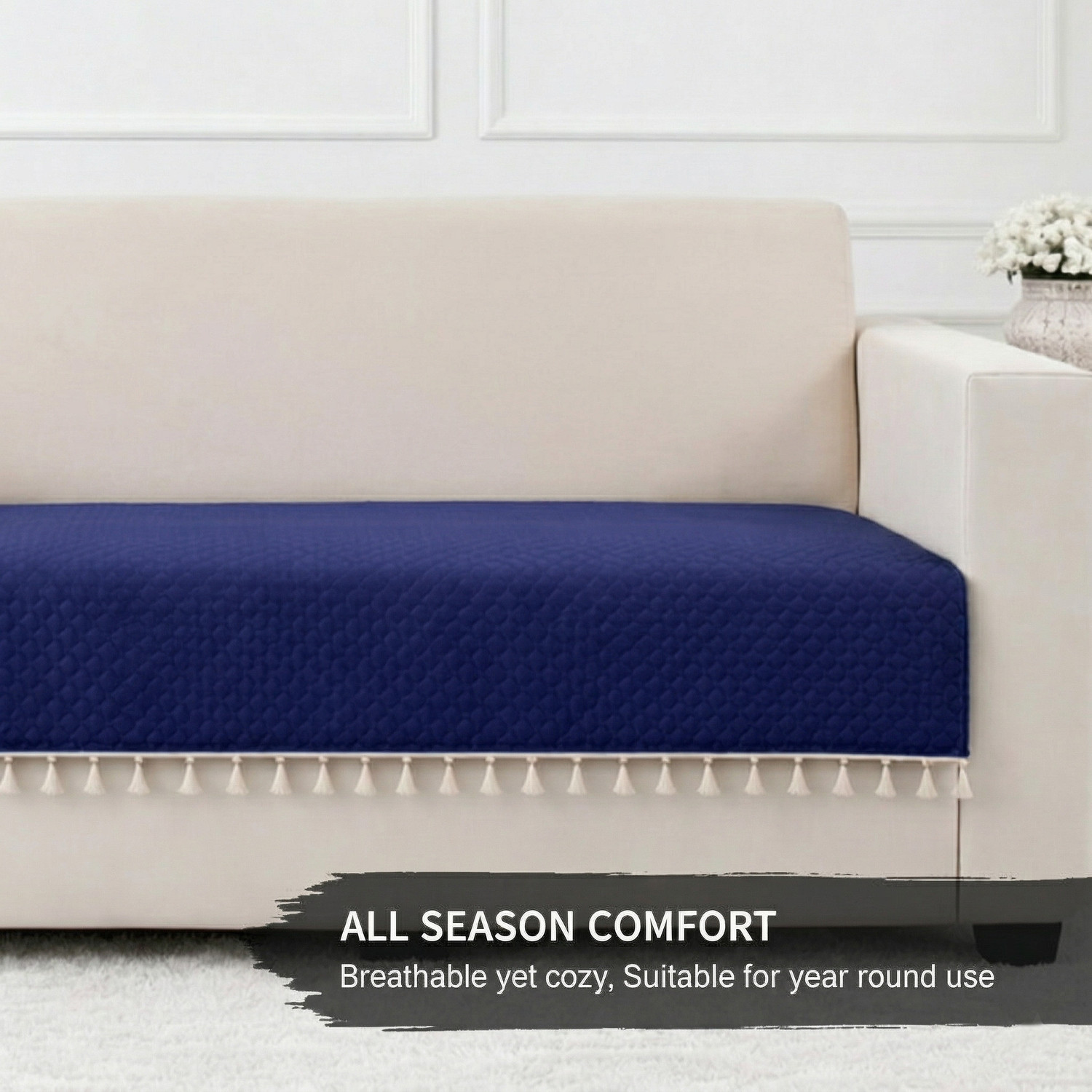 Image of STITCHNEST Velvet 4 Seater Sofa Plain Cover
