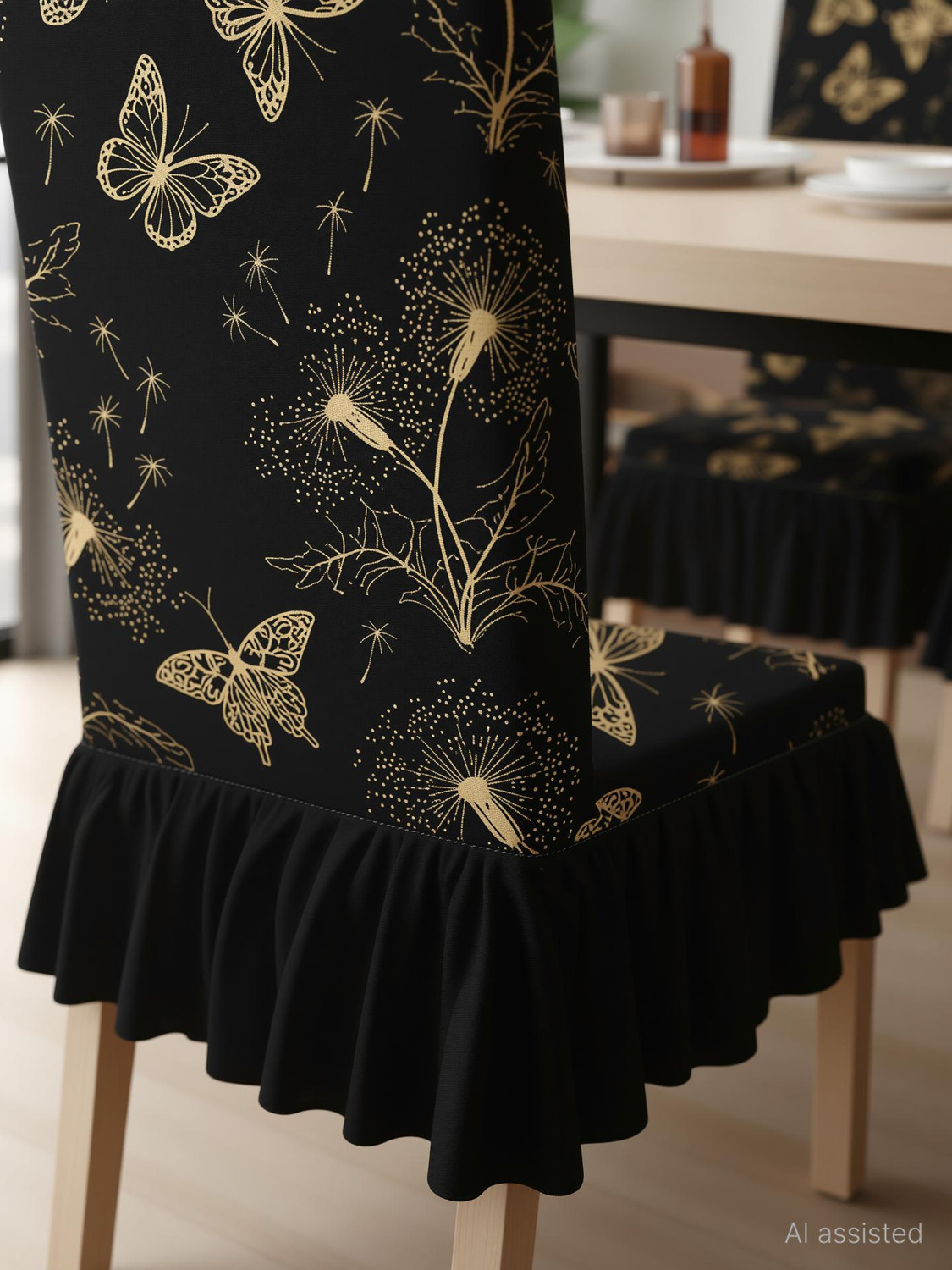 Image of DECORIAN Polycotton 6 Seater Chair Abstract Cover