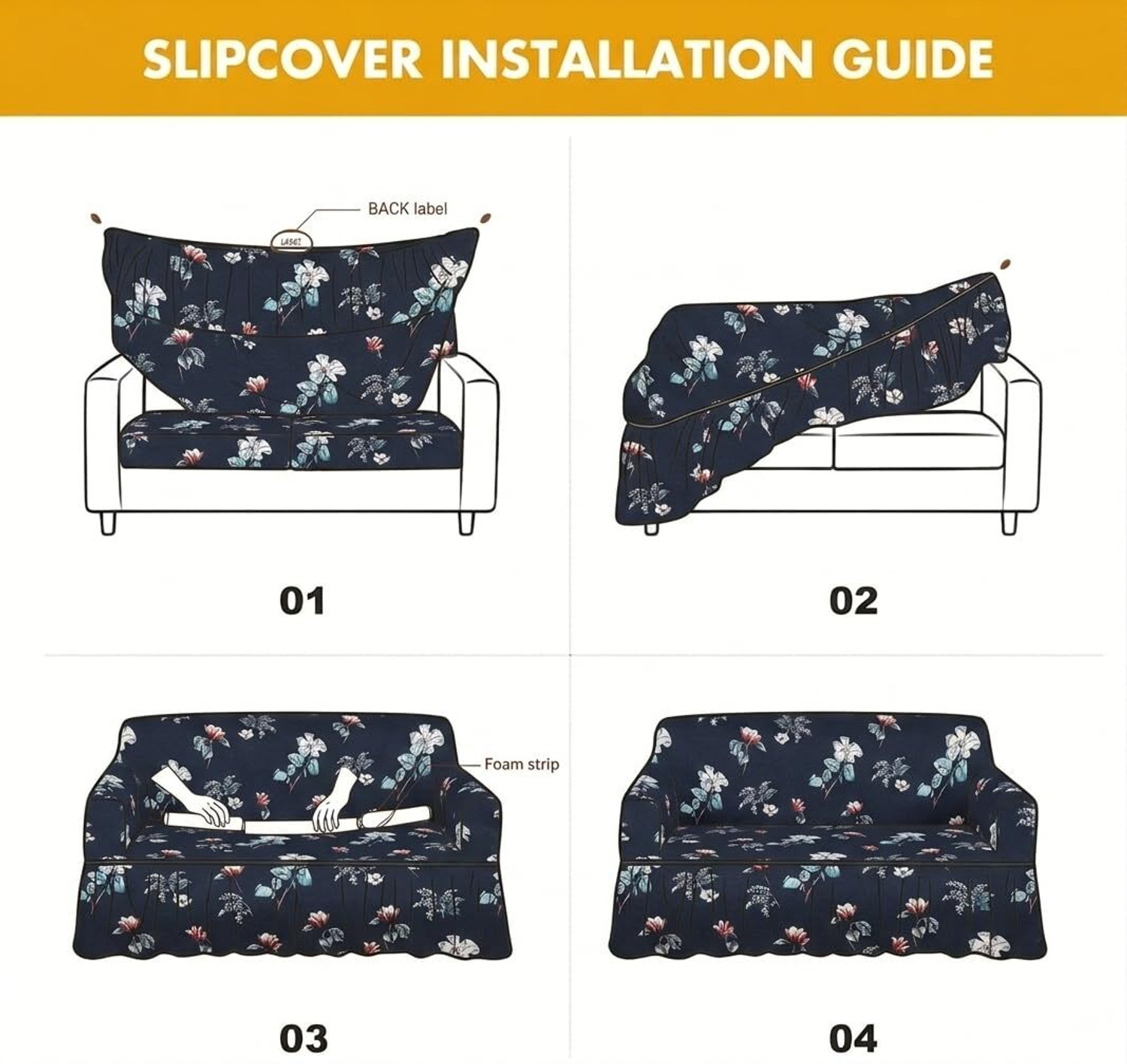 Image of Tetra Polyester 3+1+1 Seater Sofa Floral Cover