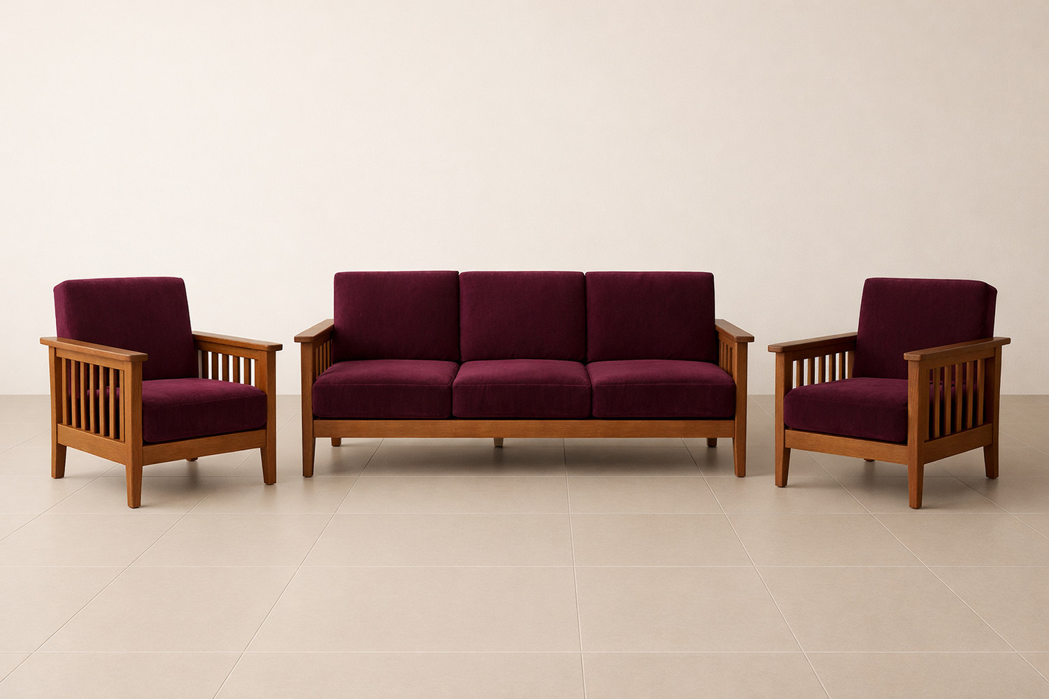 Image of PRABHNOOR Velvet 3+1+1 Seater Sofa Plain Cover