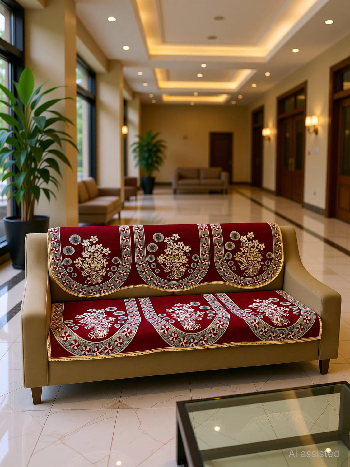 Image of AK Decor Cotton 3+1+1 Seater Sofa Abstract Cover