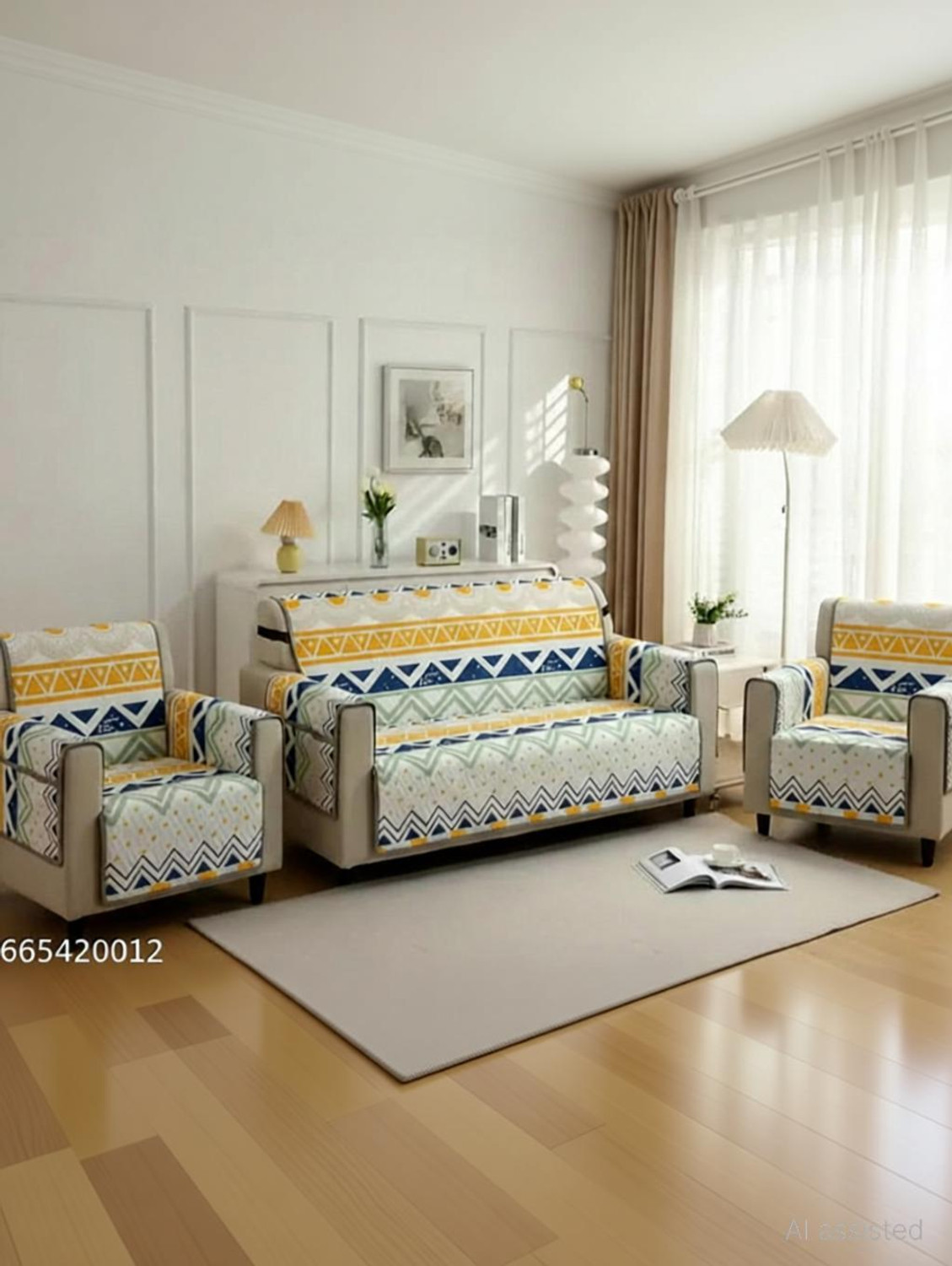 Image of Planet Home Polyester 3+1+1 Seater Sofa Floral Cover