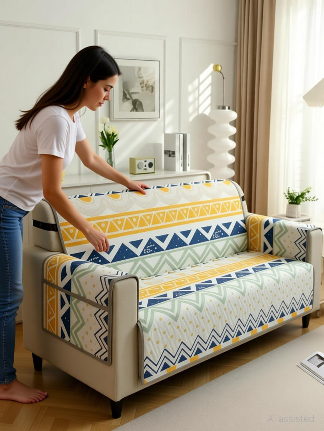 Image of Planet Home Polyester 3+1+1 Seater Sofa Floral Cover