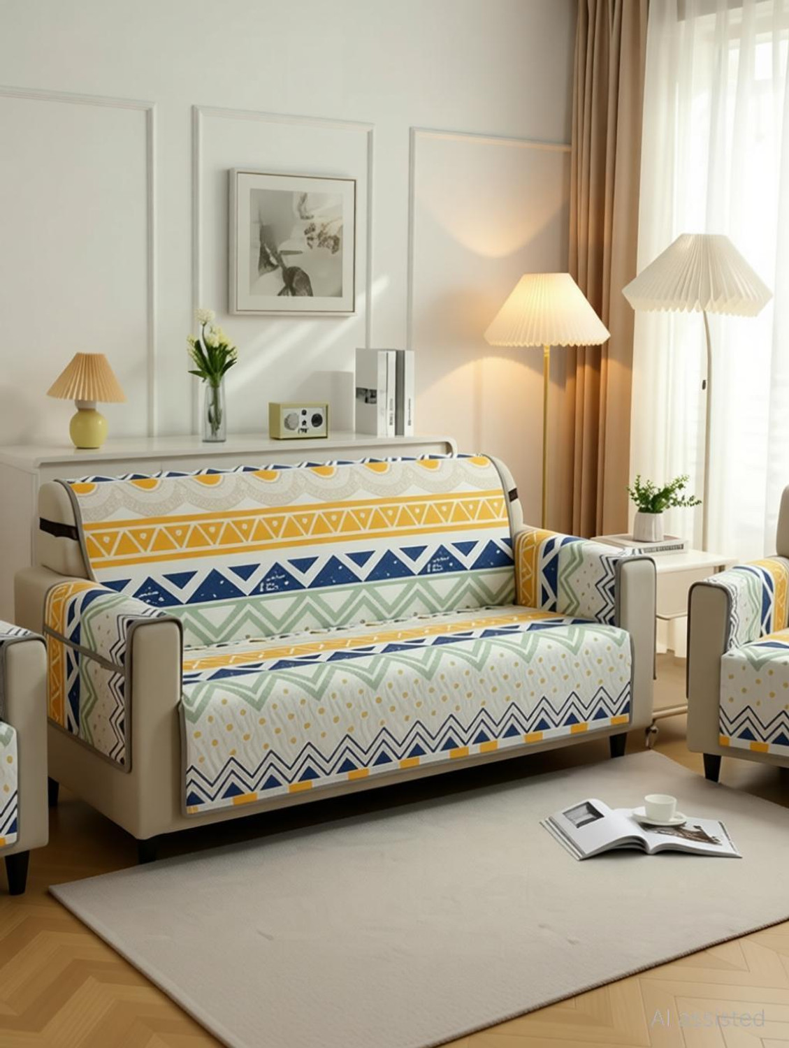 Image of Planet Home Polyester 3+1+1 Seater Sofa Floral Cover
