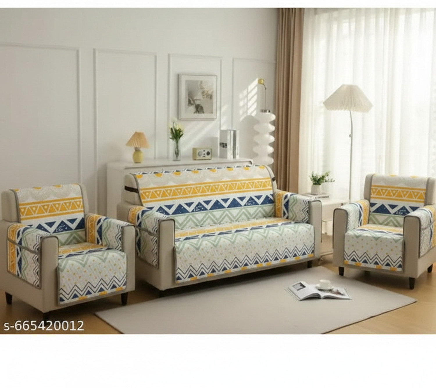Image of Planet Home Polyester 3+1+1 Seater Sofa Floral Cover