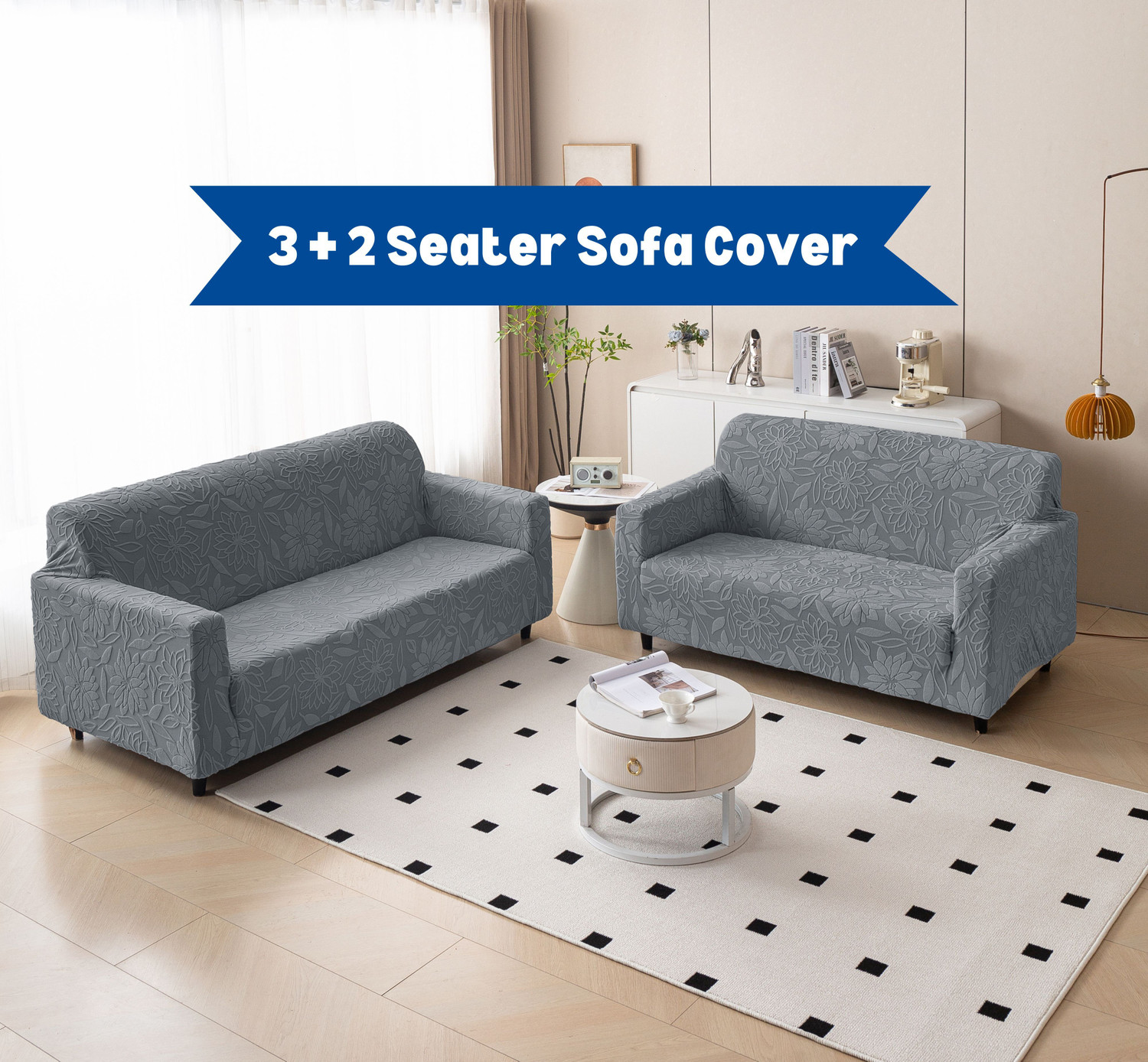 Image of Magical Jacquard 3+2 Seater Sofa Embroidered Cover