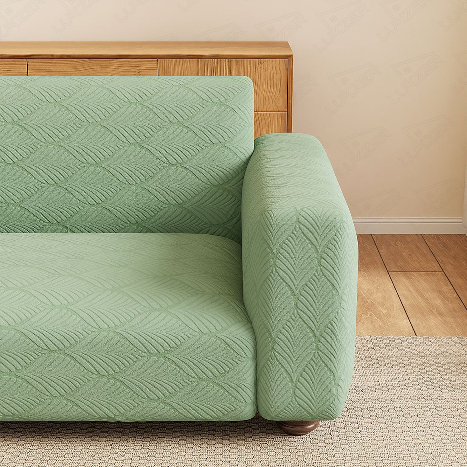Image of LUKZER Jacquard 2 Seater Sofa Abstract Cover