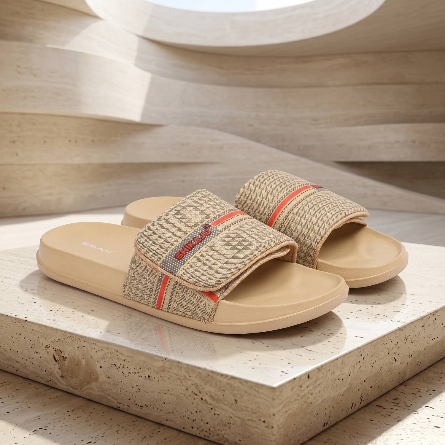 SHIKAJU Men Slides Beige - Image 1