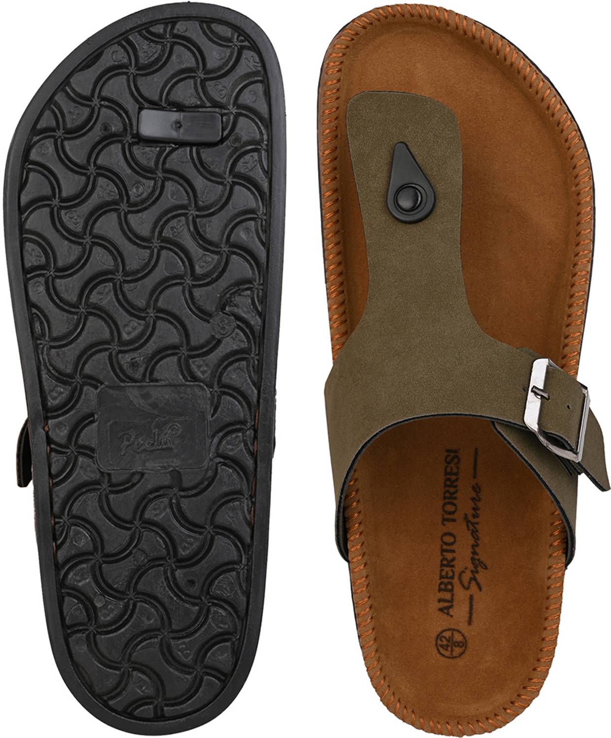 ALBERTO TORRESI Men Green Flip Flops - Image 5