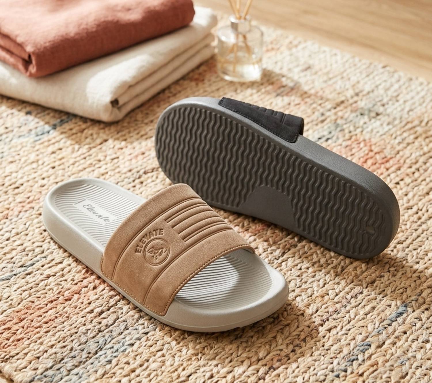Elevate Steps Men Slides Brown - Image 1