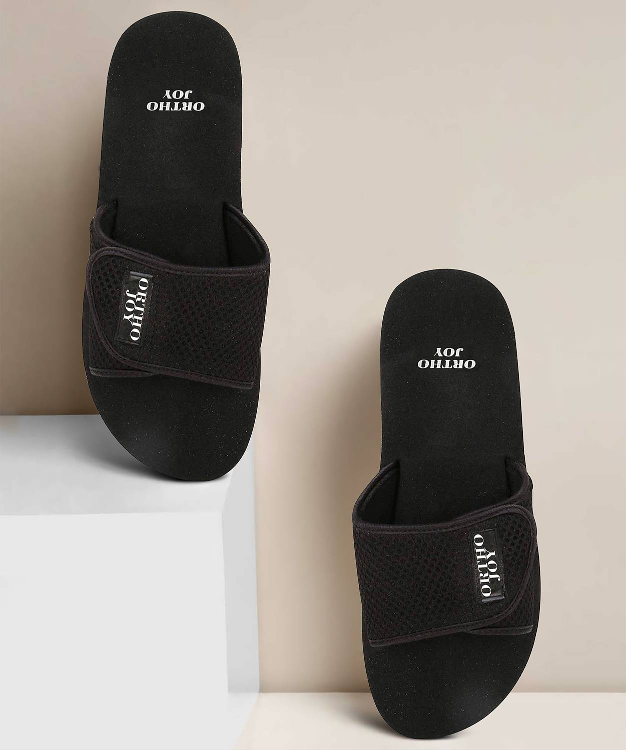 ORTHO JOY Men's Doctor Ortho Slippers - Black - Image 2