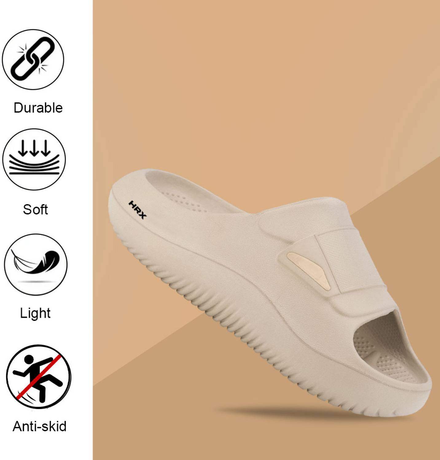 HRX by Hrithik Roshan Men Beige Flip Flops - Image 4