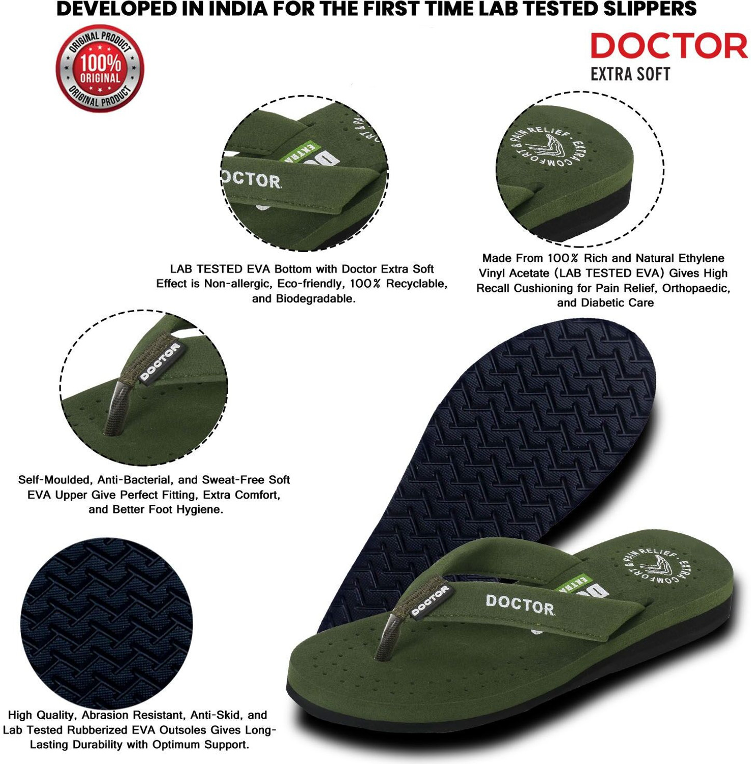 Image of DOCTOR EXTRA SOFT Women Women's House Slipper Ortho Care Dr Orthopaedic Diabetic Comfortable MCR Flat Flip Flops