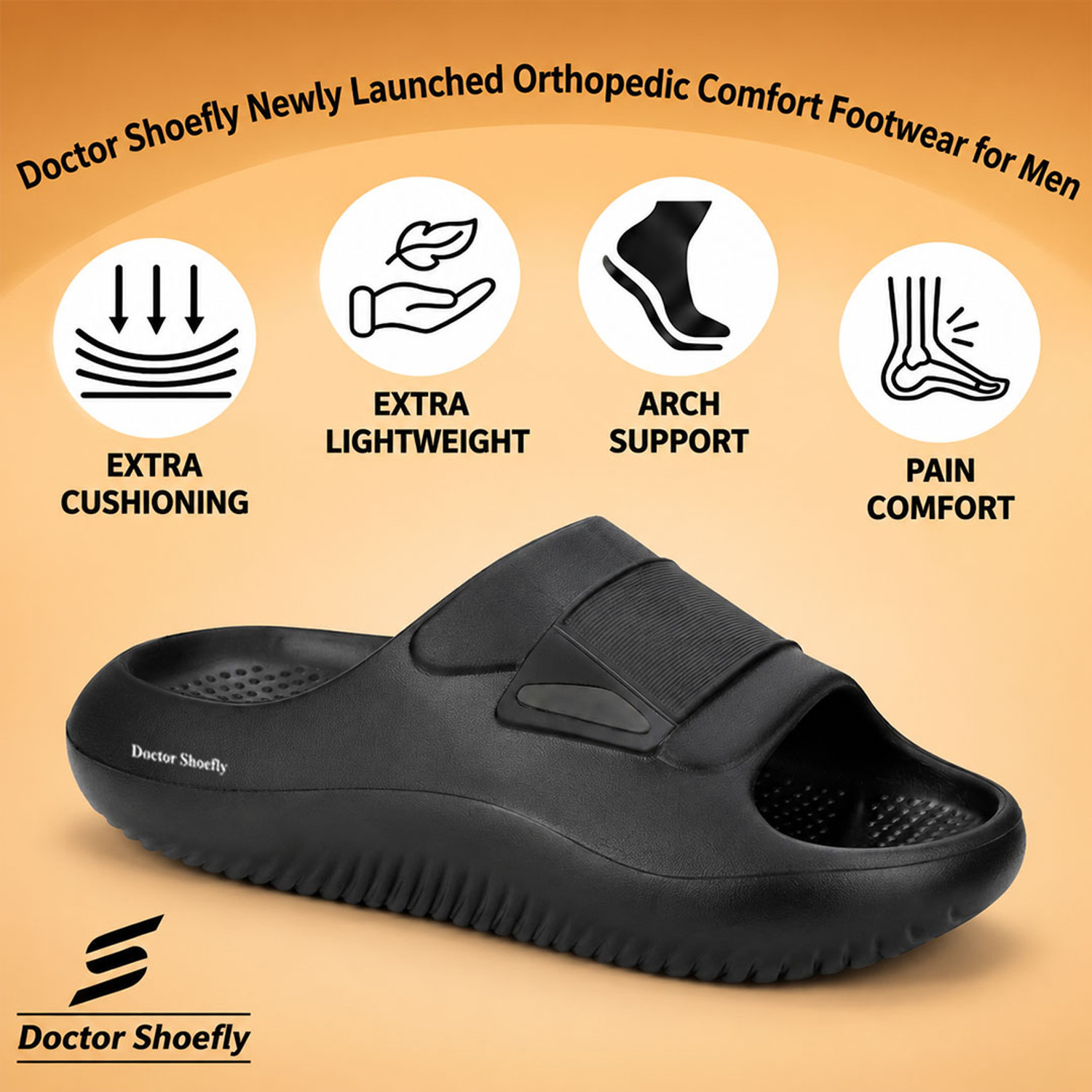 Image of Doctor Shoefly Orthopedic Design | Arch Support | Diabetic Friendly| Pain Relief Men Slippers (White, 6)