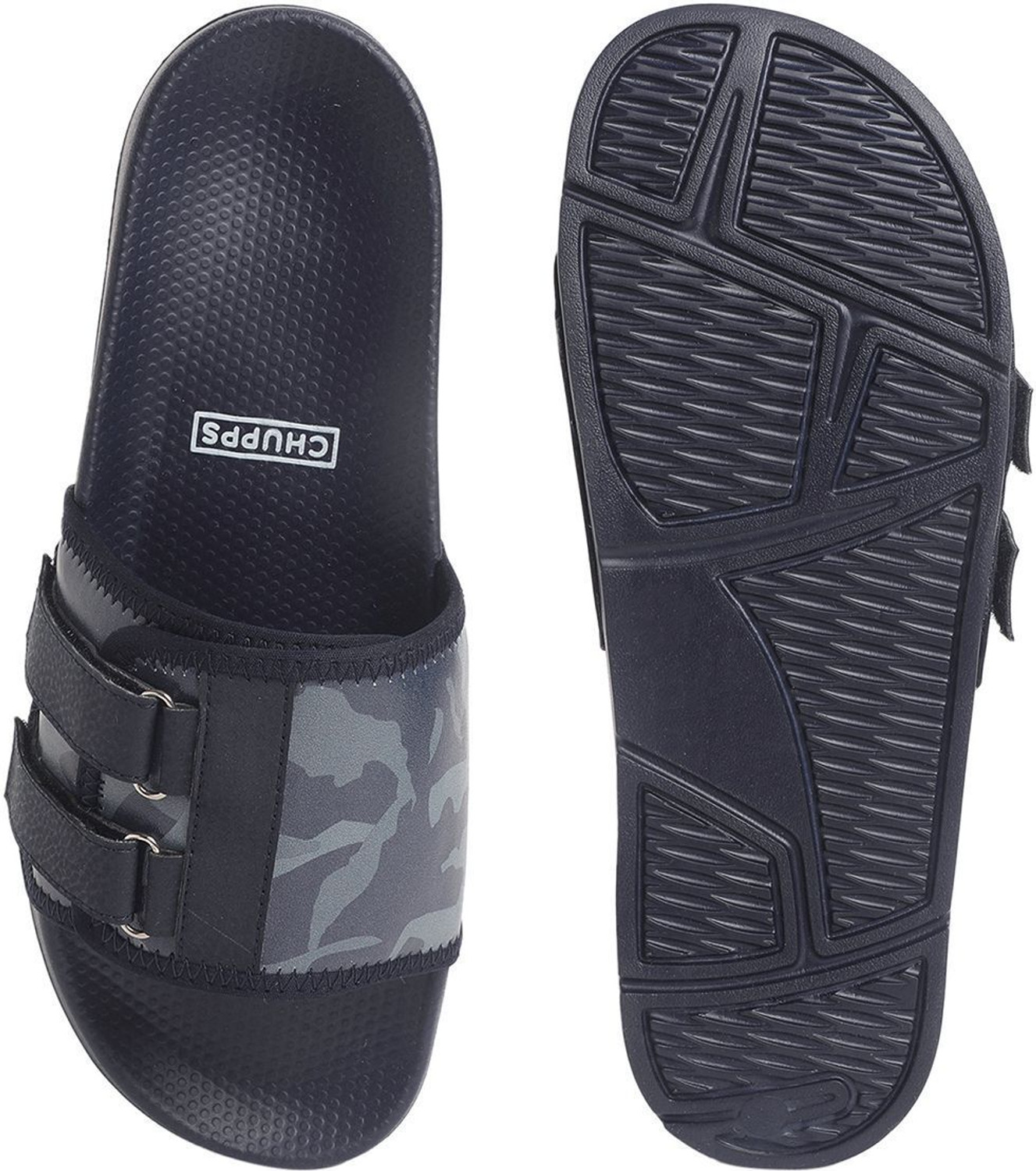 Image of Chupps Men Camo Secure Navy Blue Slides Soft Lightweight Flip Flops For Slides