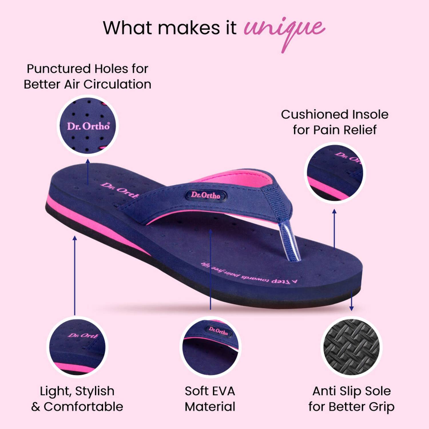 Dr. Ortho Women Extra Soft Slippers Blue - Image 4