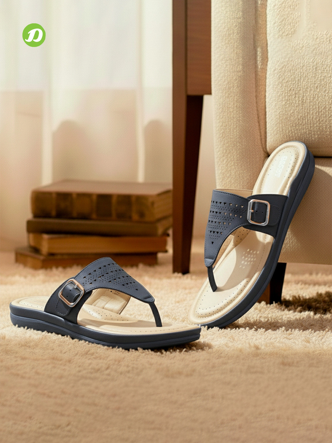Image of DOCTOR EXTRA SOFT Women Flat Memory Foam Slippers /FlipFlops Comfortable Sandals Adjustable Strap Slippers