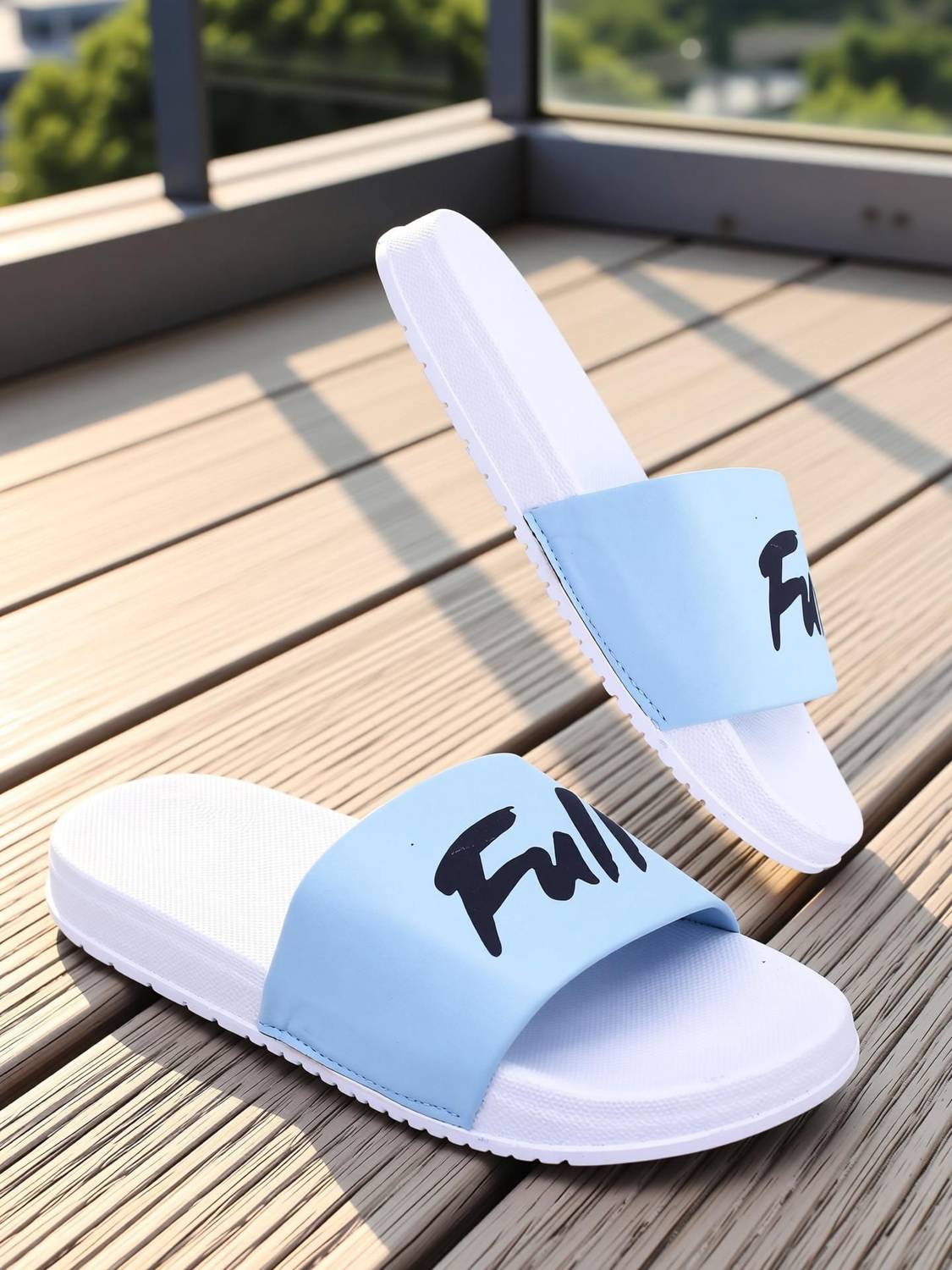Foot Print Men Slides Blue - Image 2