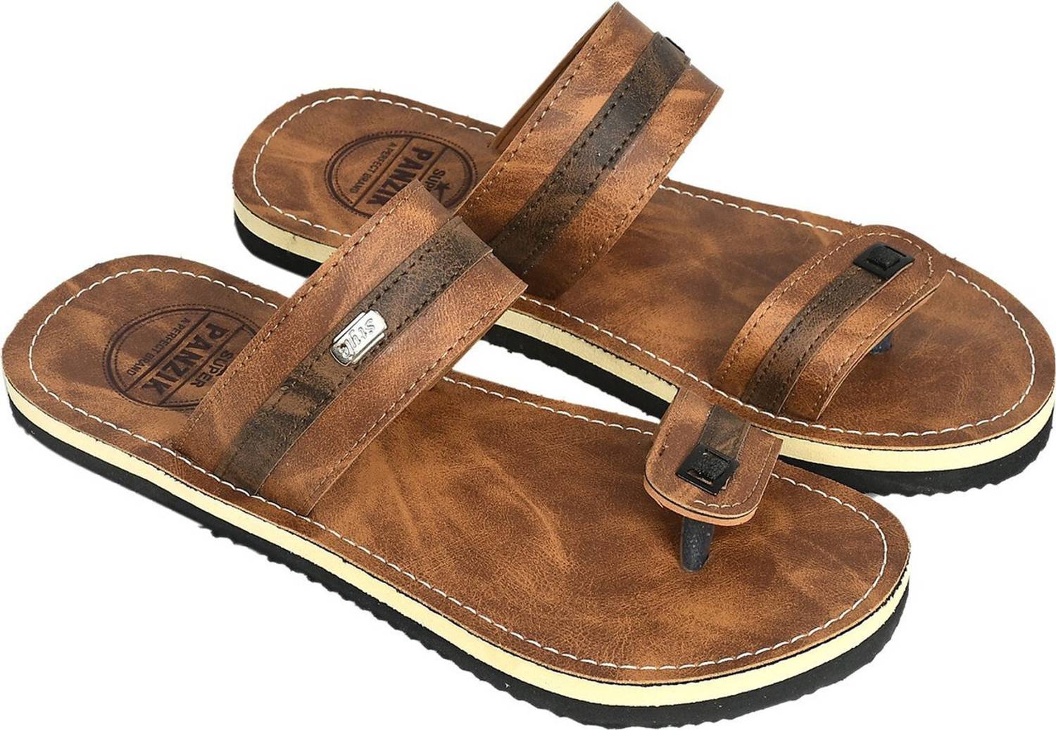 PANZIK Men Brown Flip Flops - Image 2