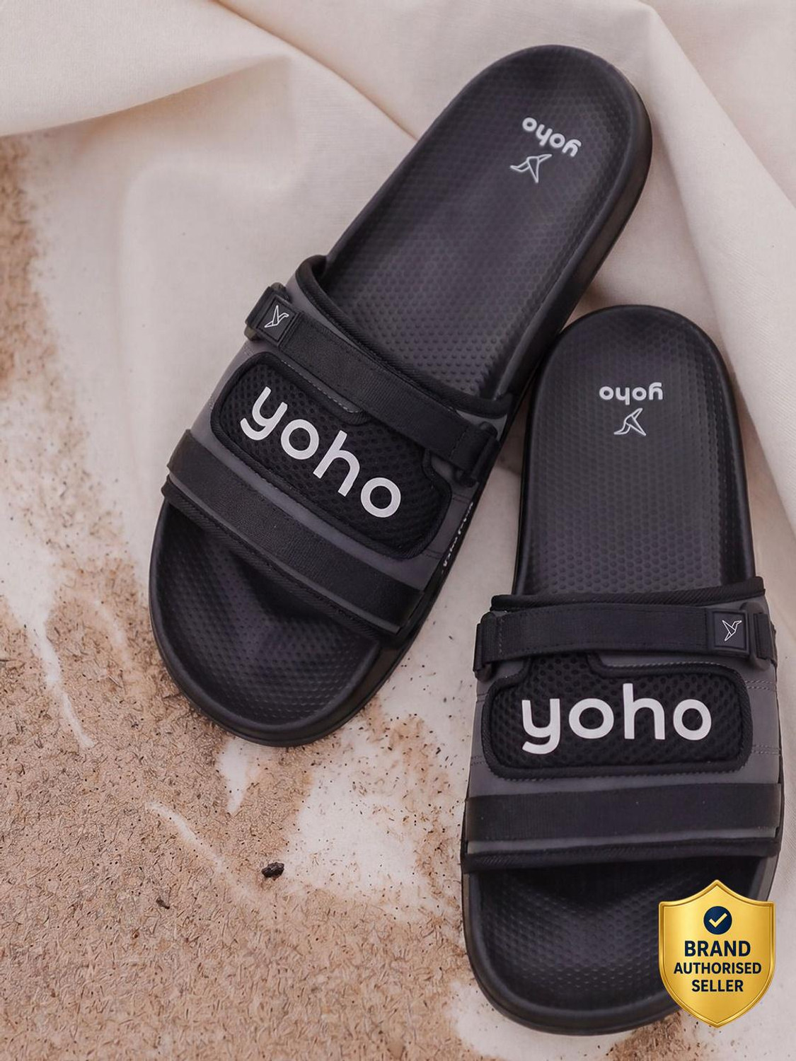 yoho Men DriftRiot Sliders for Men Breathable Mesh Upper Cushioned EVA Sole Slides