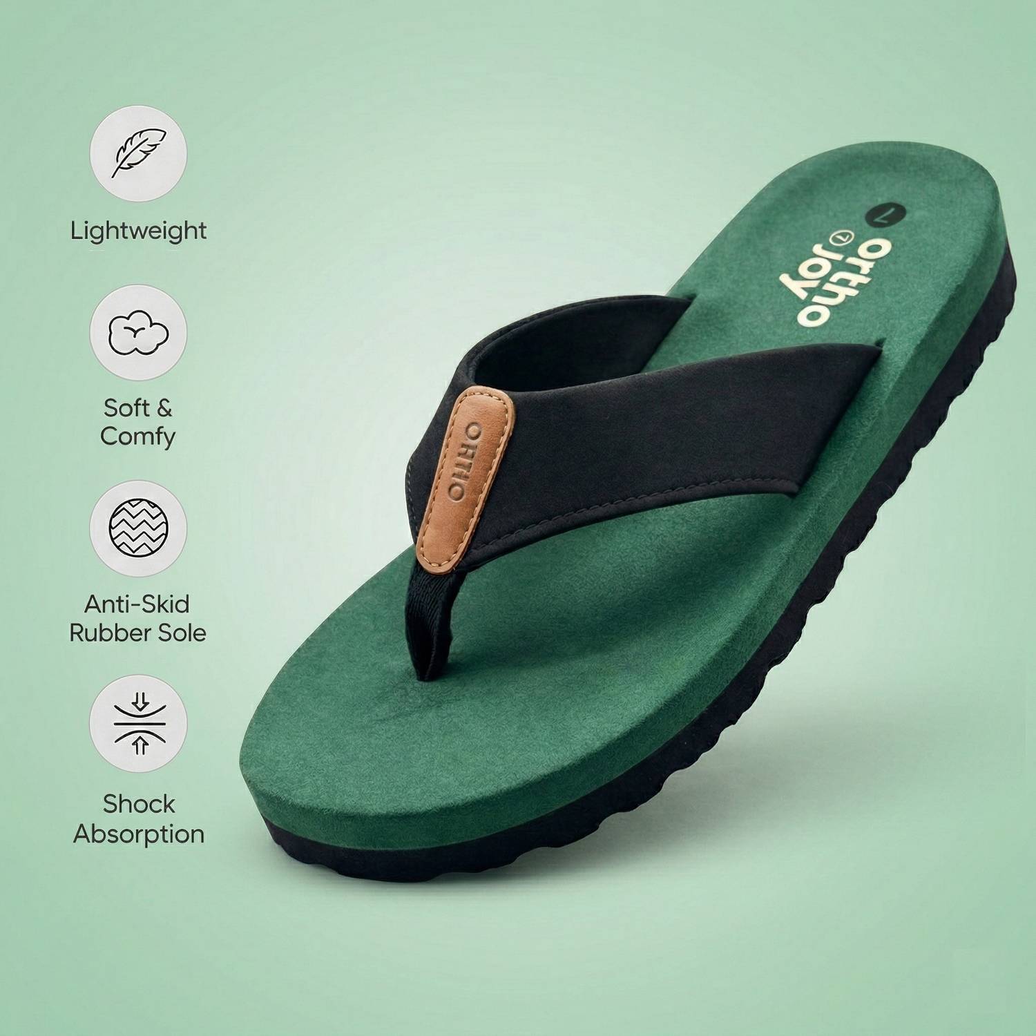 ORTHO JOY Men Green Slippers - Image 2