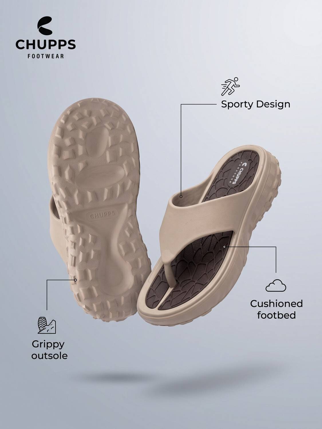 Chupps Men Beige Flip Flops - Image 5