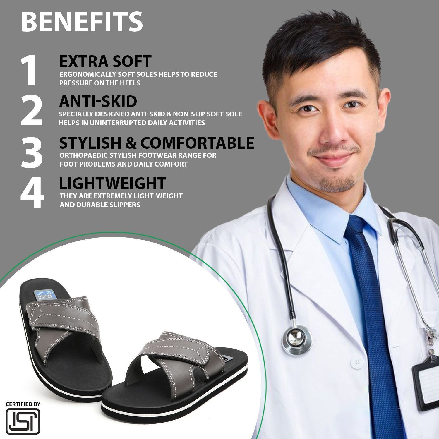 Image of DOCTOR FEEL SOFT Men Men Orthopedic Slippers | All Day Comfort Support Slippers