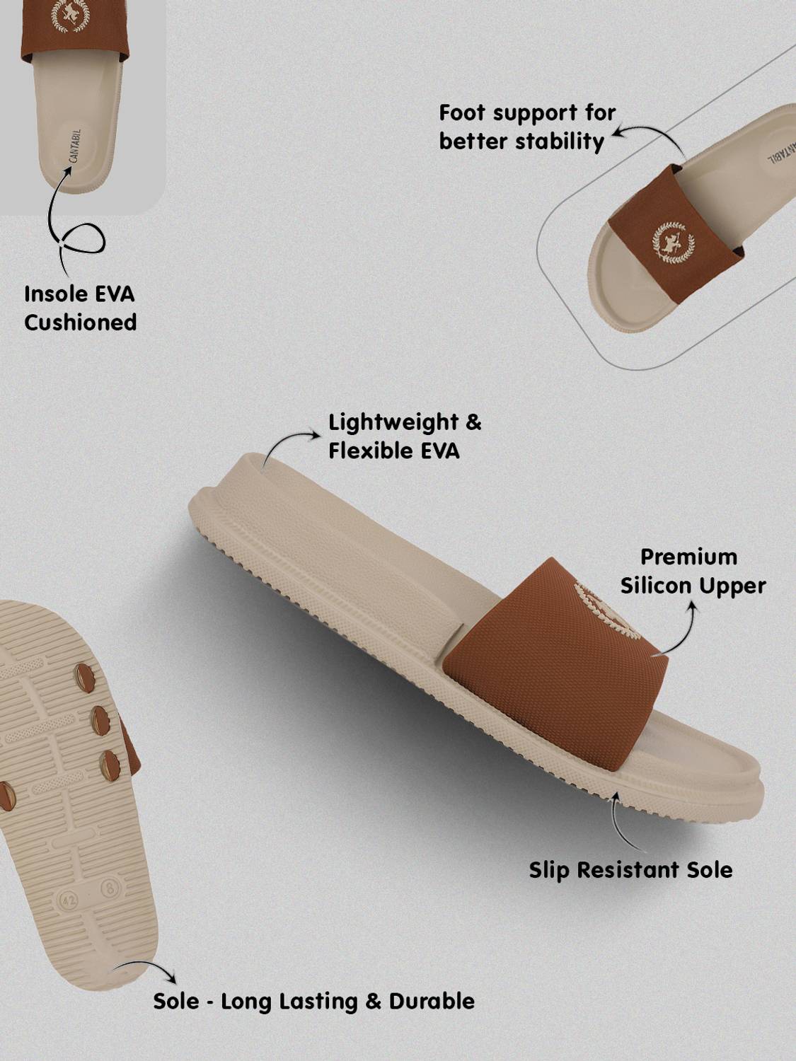 CANTABIL Men Beige Slides - Image 2
