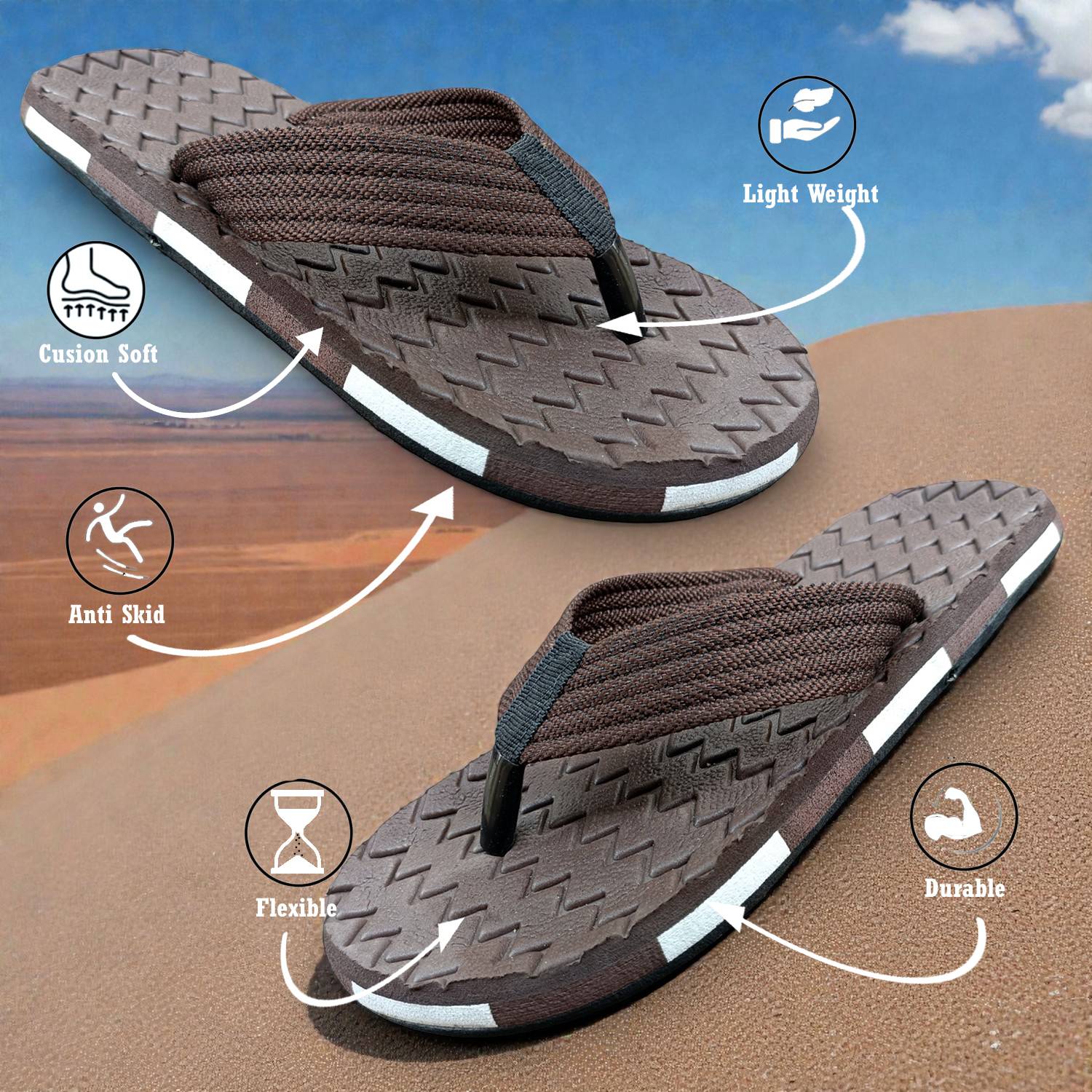 ADJ Men Soft Orthopedic for Men|Diabetic|Heel Pain Relief|Anti-Skid Daily Use Slippers