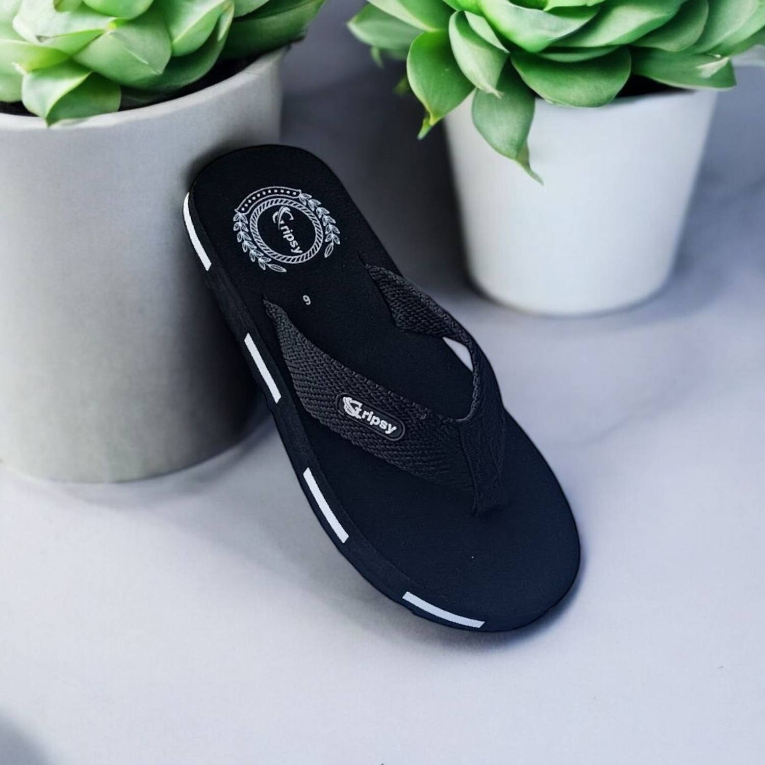 Gripsy Men Flip Flops - Black - Image 5